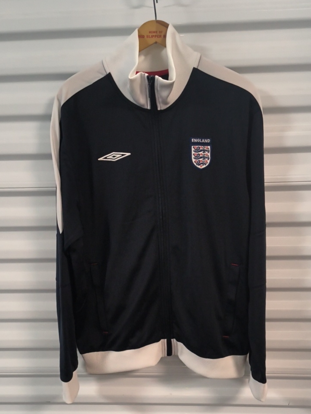 Vtg Umbro England National Soccer Three Lion Track Full Zip Jacket Blue White L